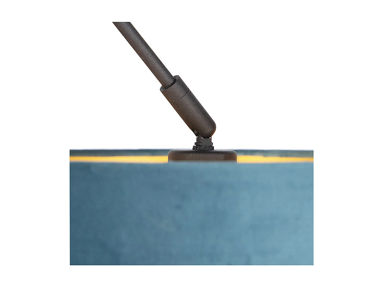 Suspension noire avec abat-jour en velours bleu et or 35 cm - Blitz