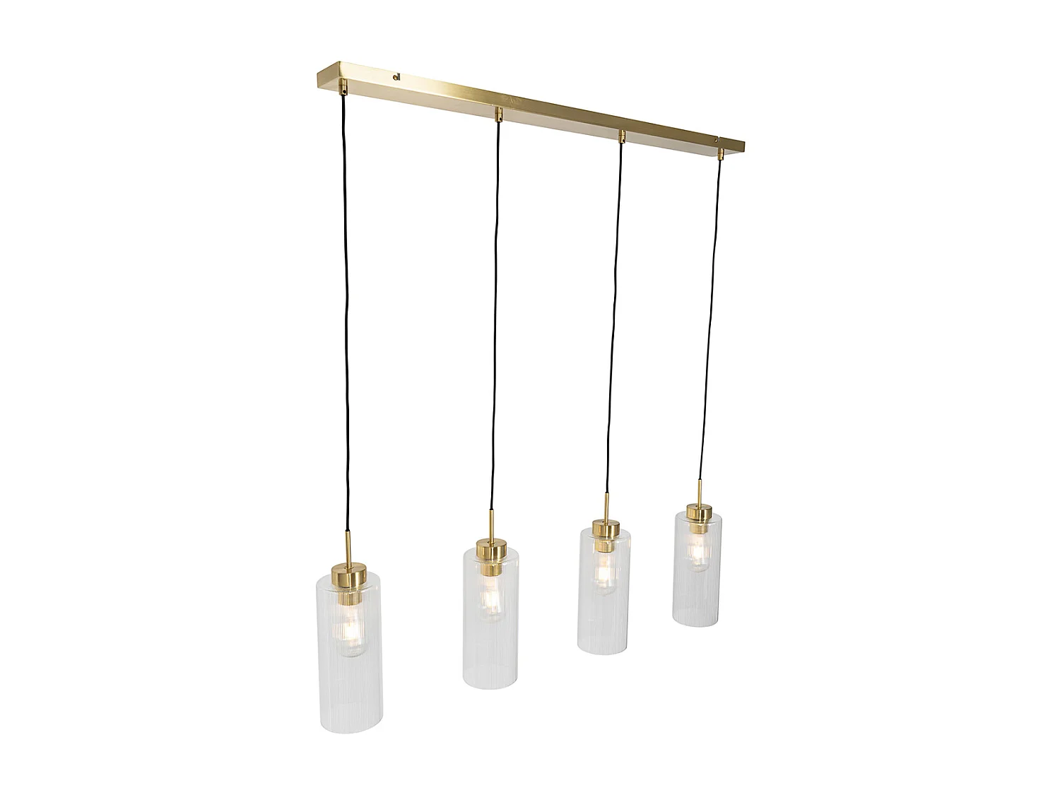 Lampe à suspension Art Déco dorée avec verre 4 lumières - Laura