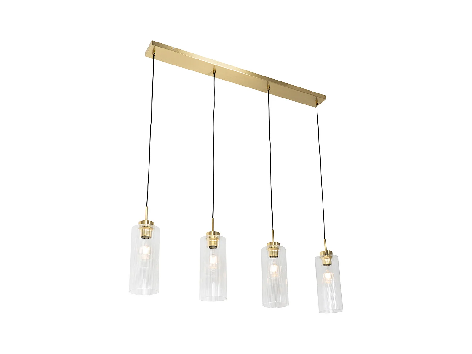 Lampe à suspension Art Déco dorée avec verre 4 lumières - Laura
