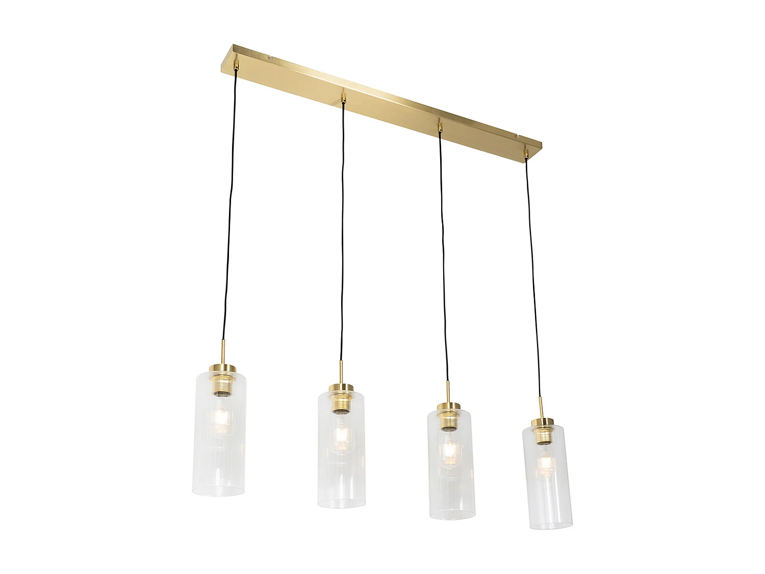 Suspension Art Déco dorée avec verre 4 lumières - Laura