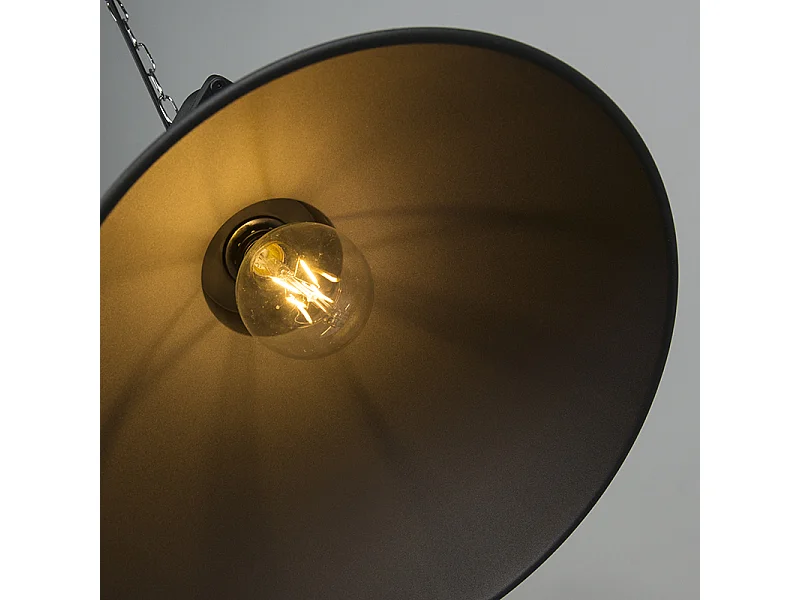 Lot de 2 lampes à suspension industrielles petit noir mat - Sicko