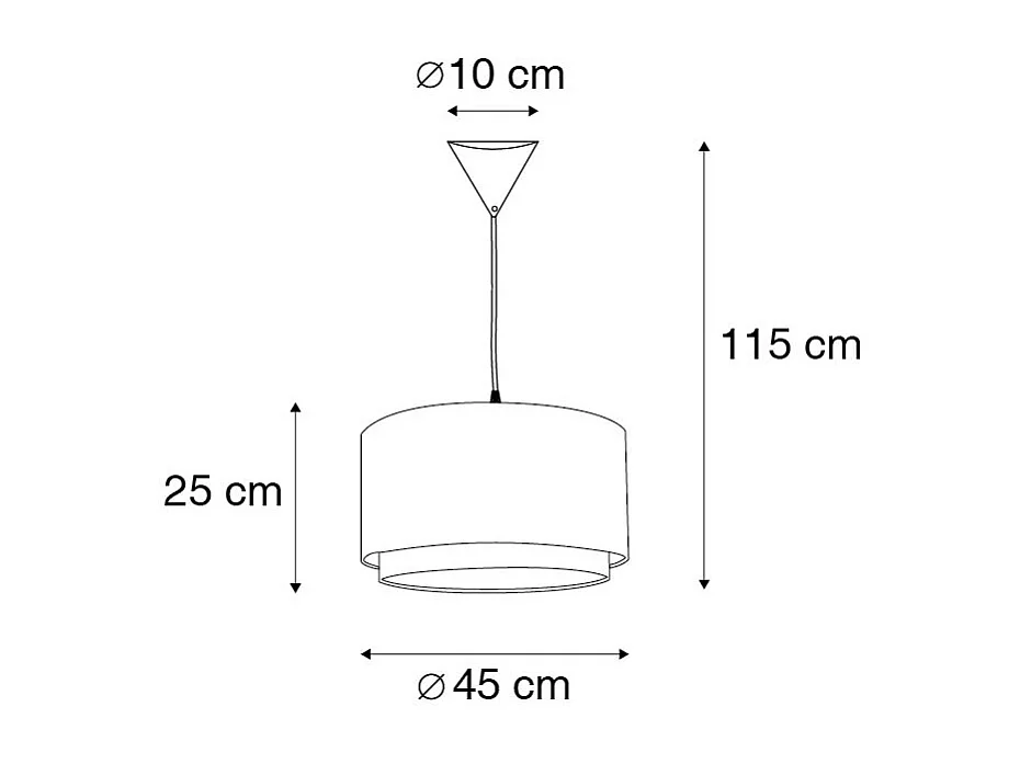 Suspension moderne avec abat-jour noir/blanc 47/25 - Duo