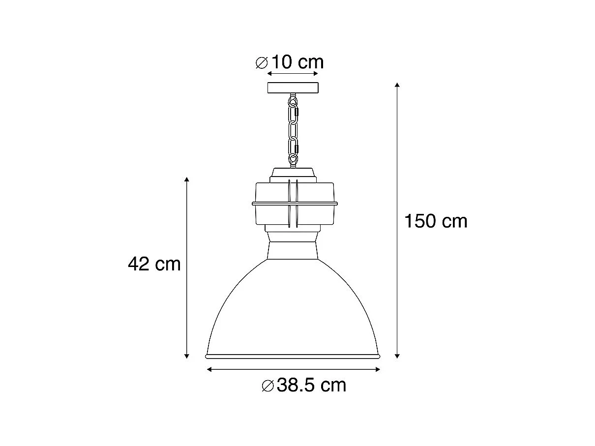 Lampe à suspension industrielle intelligente noire 38,5 cm avec A60 WiFi - Sicko