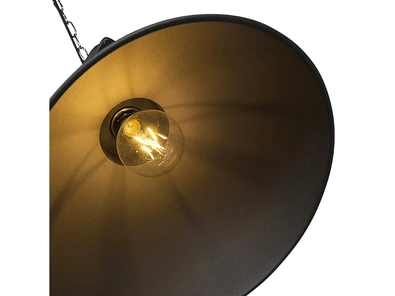 Lampe à suspension industrielle intelligente noire 38,5 cm avec A60 WiFi - Sicko