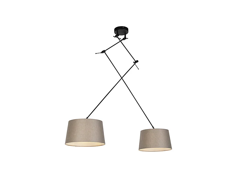 Suspension avec abat-jour en lin taupe 35 cm - Blitz II noir