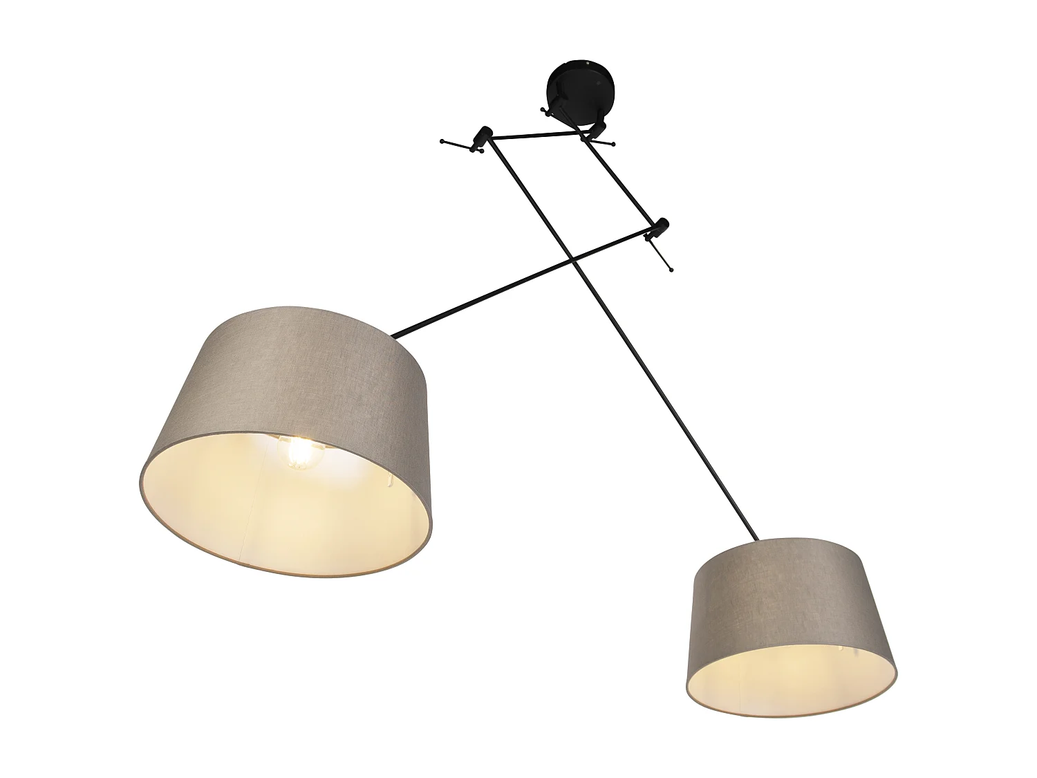 Suspension avec abat-jour en lin taupe 35 cm - Blitz II noir
