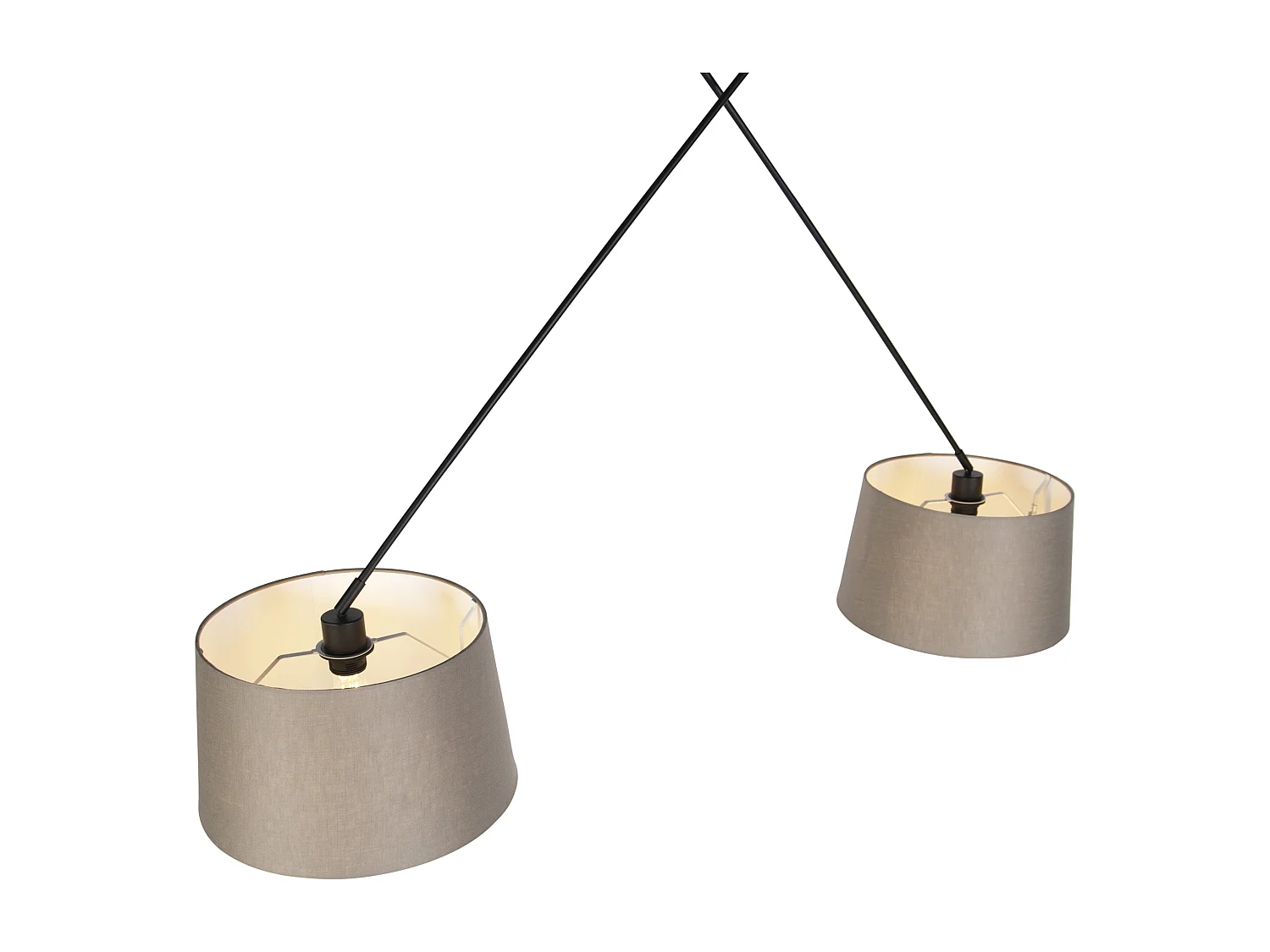 Suspension avec abat-jour en lin taupe 35 cm - Blitz II noir