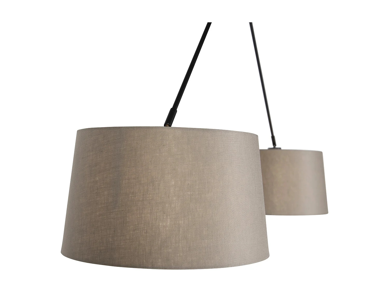 Suspension noire avec abat-jour en lin taupe 35 cm 2 lumières - Blitz