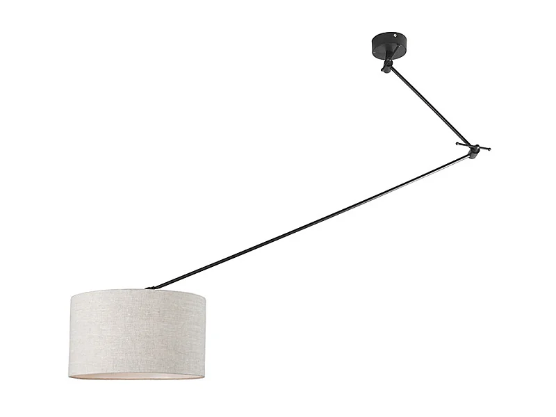 Lampe suspendue noir avec abat-jour 35 cm gris clair réglable - Blitz I