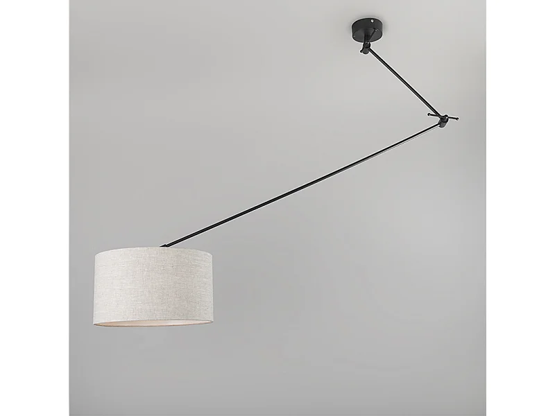 Lampe suspendue noir avec abat-jour 35 cm gris clair réglable - Blitz I