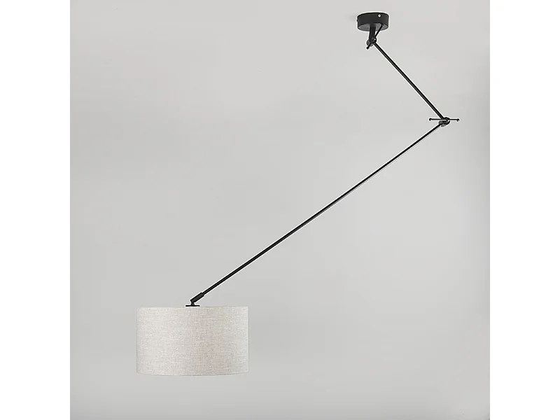 Lampe suspendue noir avec abat-jour 35 cm gris clair réglable - Blitz I