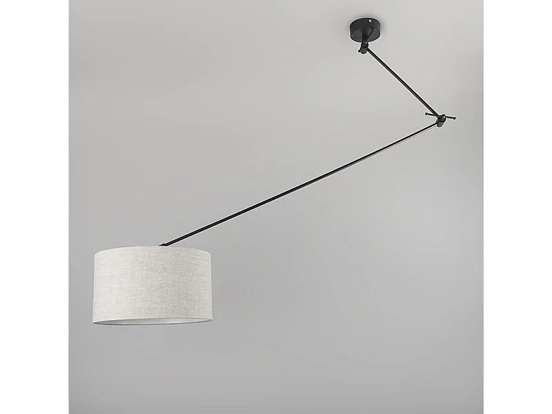 Lampe suspendue noir avec abat-jour 35 cm gris clair réglable - Blitz I