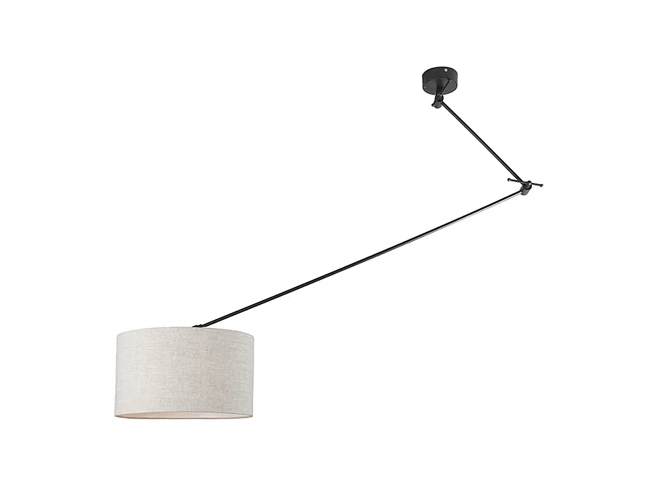 Lampe suspendue noir avec abat-jour 35 cm gris clair réglable - Blitz I
