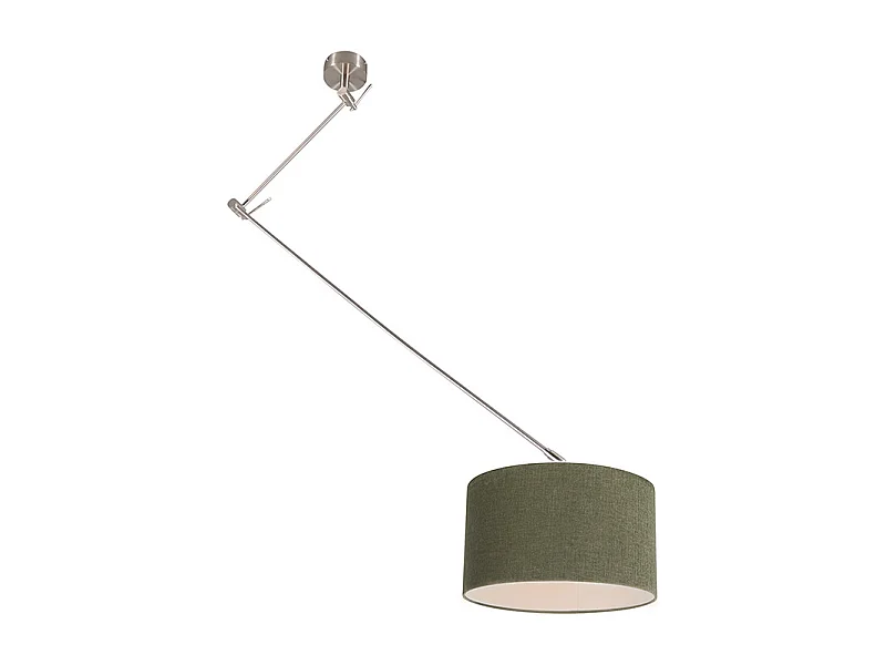 Lampe à suspension acier avec abat-jour 35 cm vert réglable - Blitz I