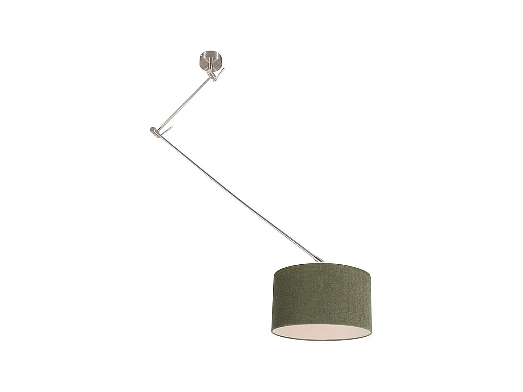 Lampe à suspension acier avec abat-jour 35 cm vert réglable - Blitz I