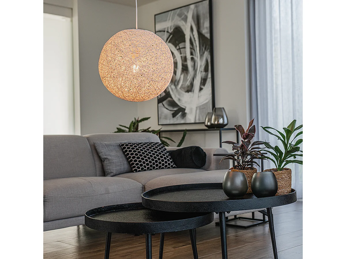 Suspension de style campagnard sphère blanche 35cm - Corda