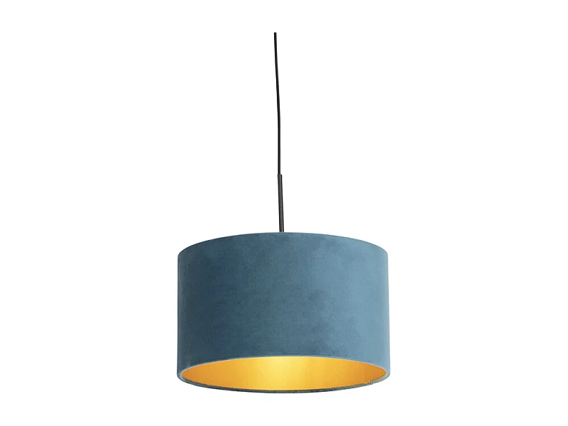 Suspension avec abat-jour en velours bleu et or 35 cm - Combi