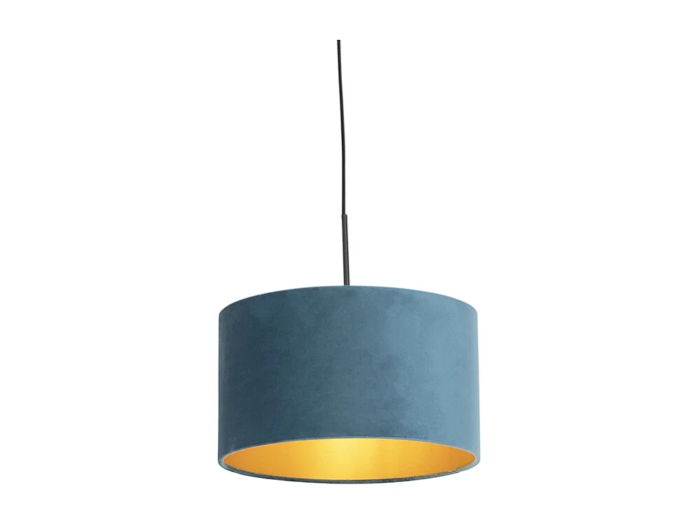 Suspension avec abat-jour en velours bleu et or 35 cm - Combi