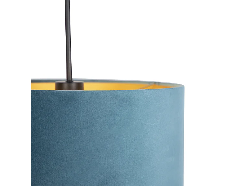 Suspension avec abat-jour en velours bleu et or 35 cm - Combi