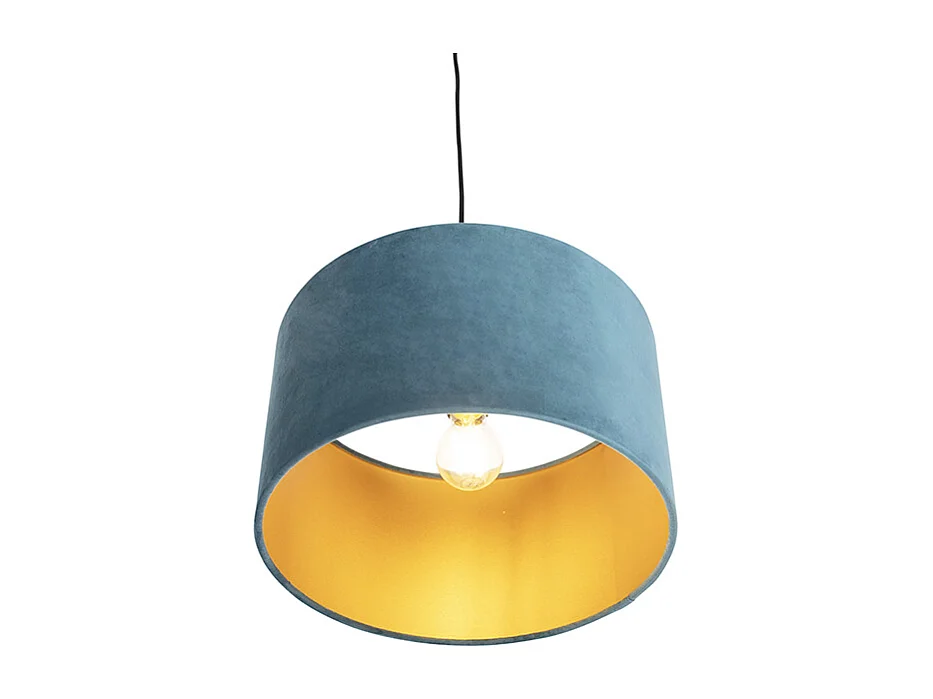 Suspension avec abat-jour en velours bleu et or 35 cm - Combi