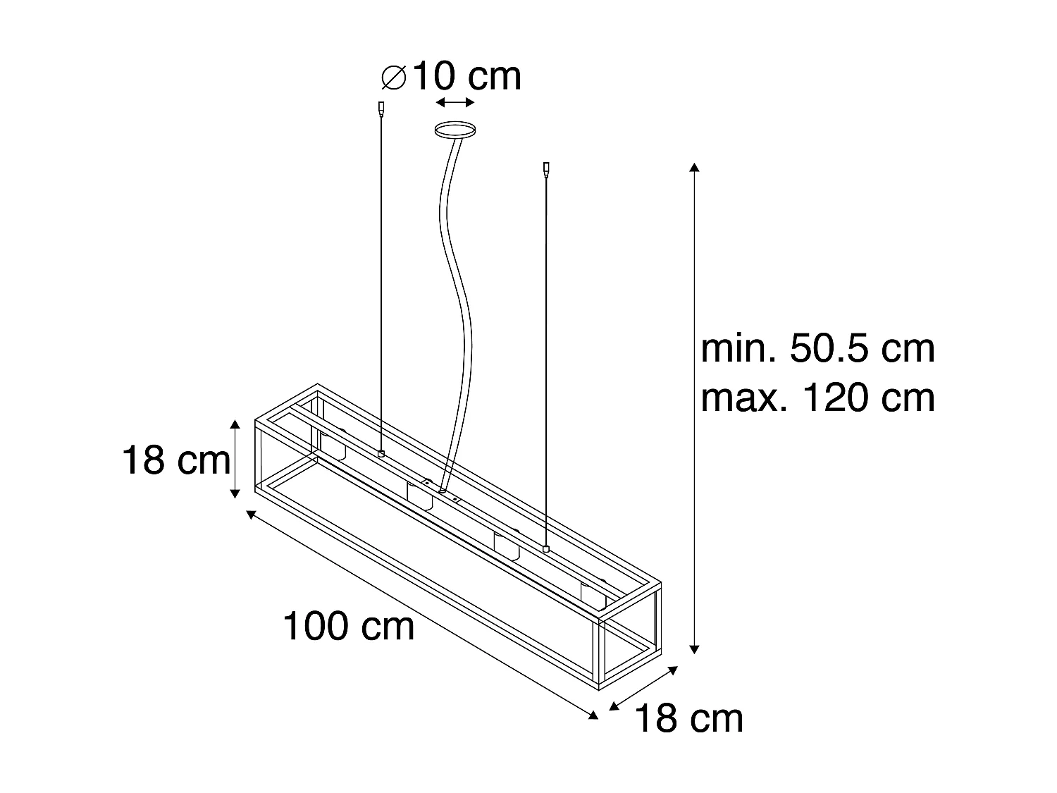 Suspension industrielle brun rouille 4 lumières - Cage