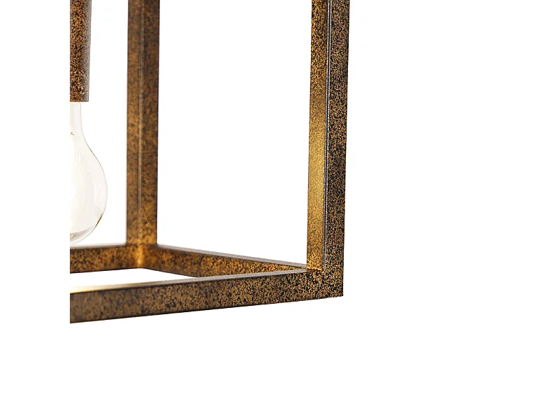 Suspension industrielle brun rouille 4 lumières - Cage