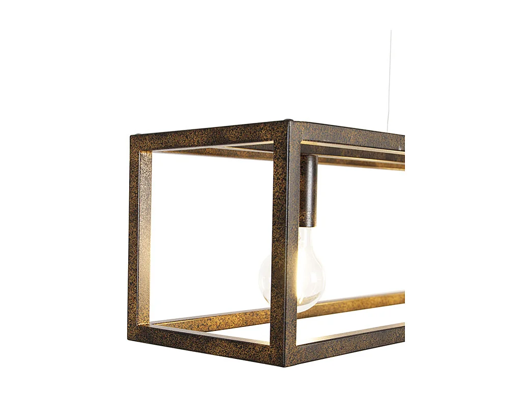 Suspension industrielle brun rouille 4 lumières - Cage