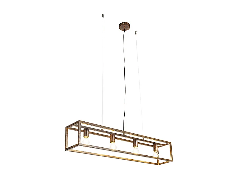 Suspension industrielle rouille 4 lumières - Cage