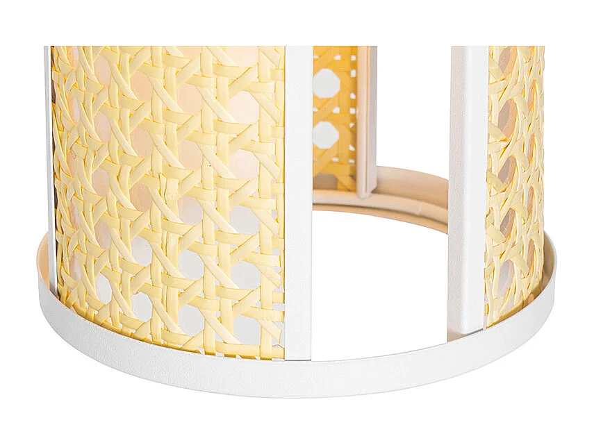 Suspension rétro blanche avec rotin ronde 3 lumières - Akira