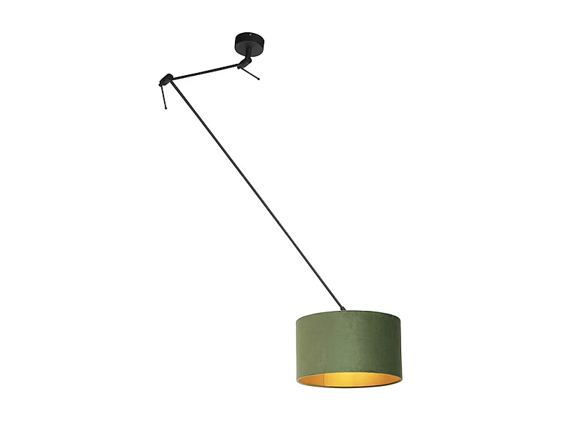 Suspension avec abat-jour en velours vert et or 35 cm - Blitz I noir