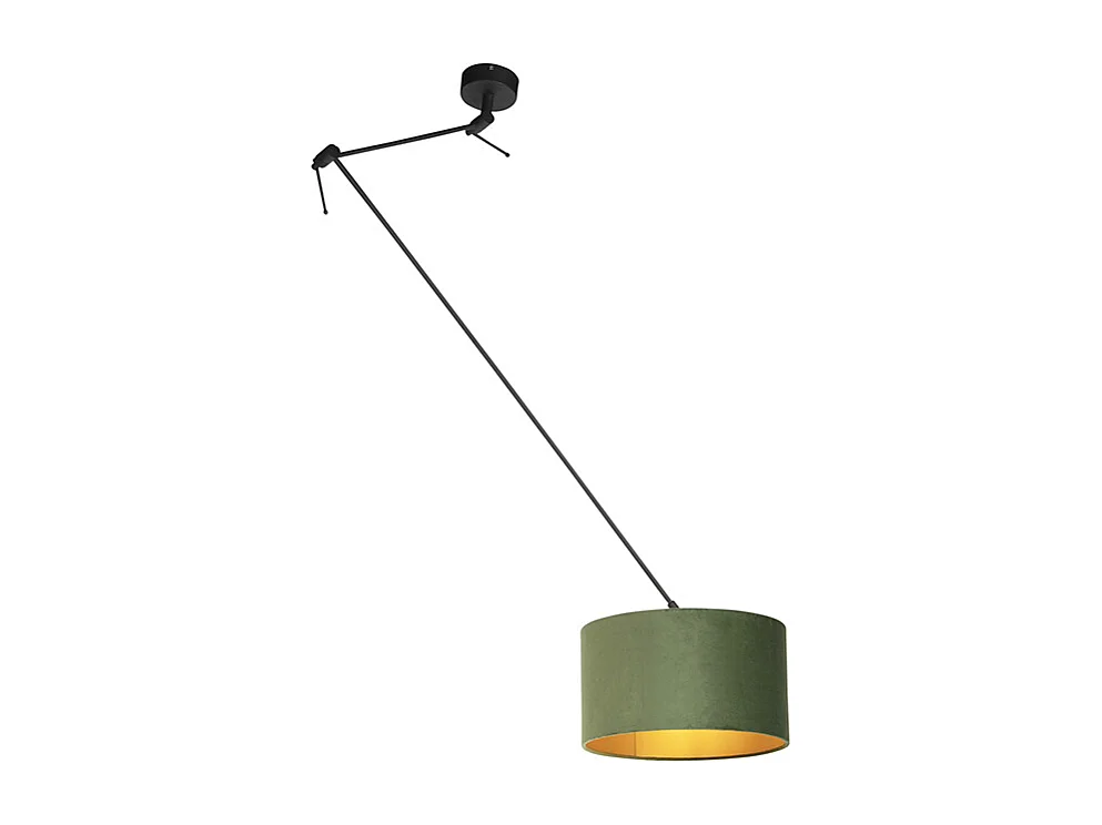 Suspension avec abat-jour en velours vert et or 35 cm - Blitz I noir