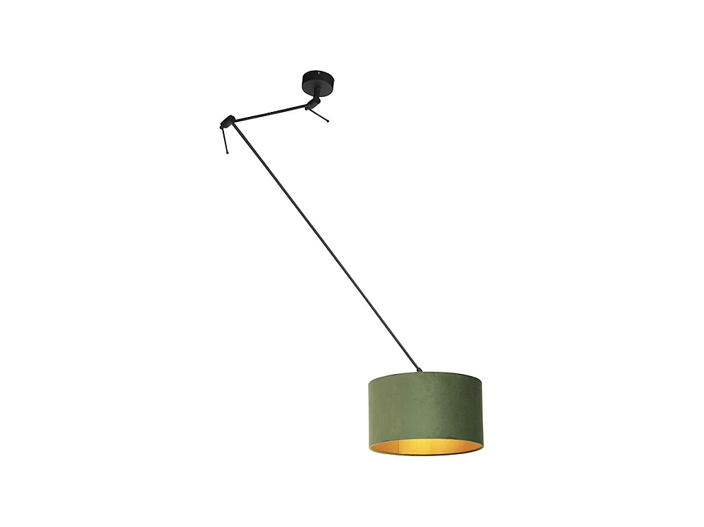 Suspension avec abat-jour en velours vert et or 35 cm - Blitz I noir