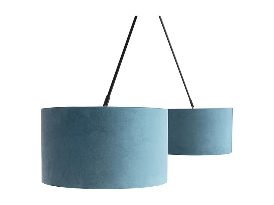 Suspension avec abat-jours en velours bleu avec or 35 cm - Blitz II noir
