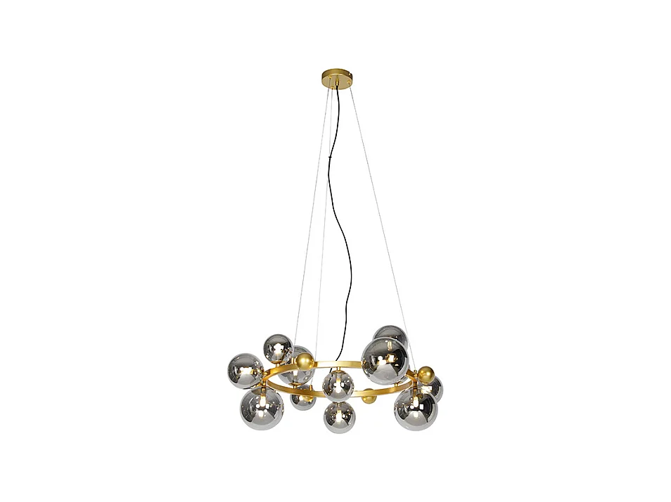 Suspension Art Déco or avec verre fumé 12 lumières - David