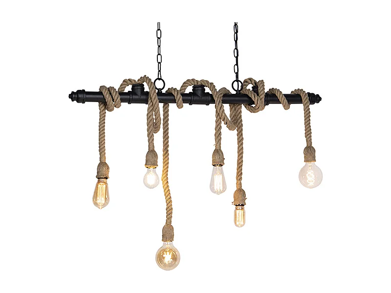 Lampe à suspension industrielle noire 6 lumières - Plural