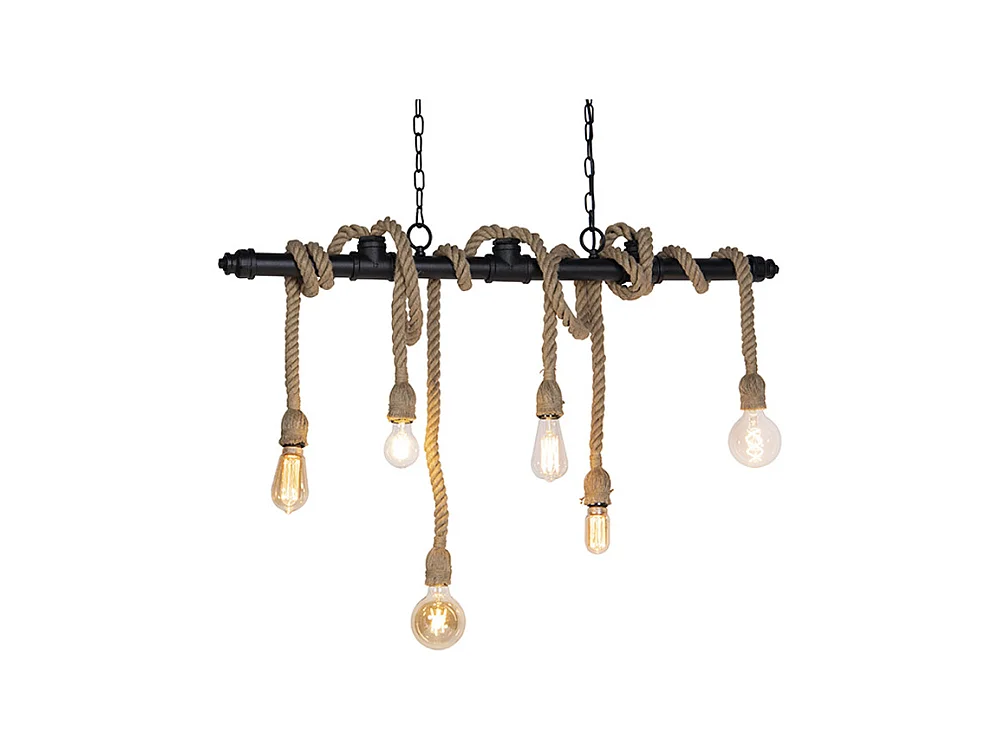 Lampe à suspension industrielle noire 6 lumières - Plural