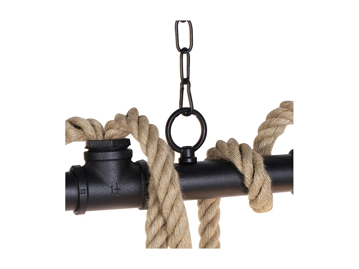 Suspension industrielle noire 6 lumières - Plural