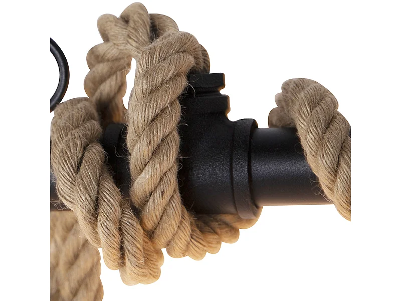 Suspension industrielle noire 6 lumières - Plural