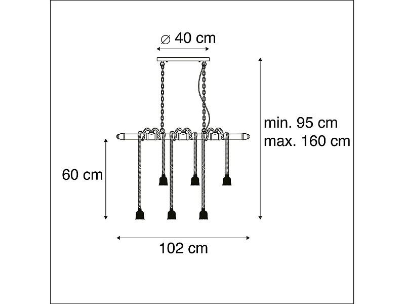 Suspension industrielle noire 6 lumières - Plural
