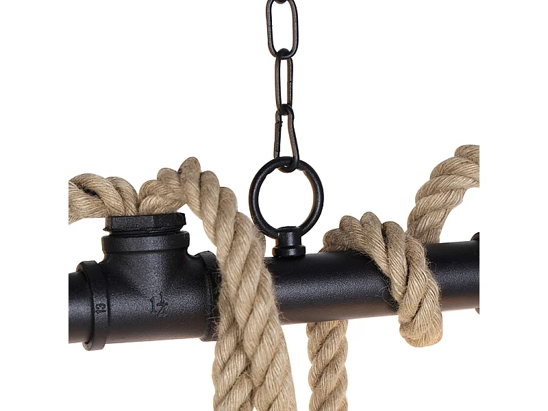 Suspension industrielle noire 6 lumières - Plural
