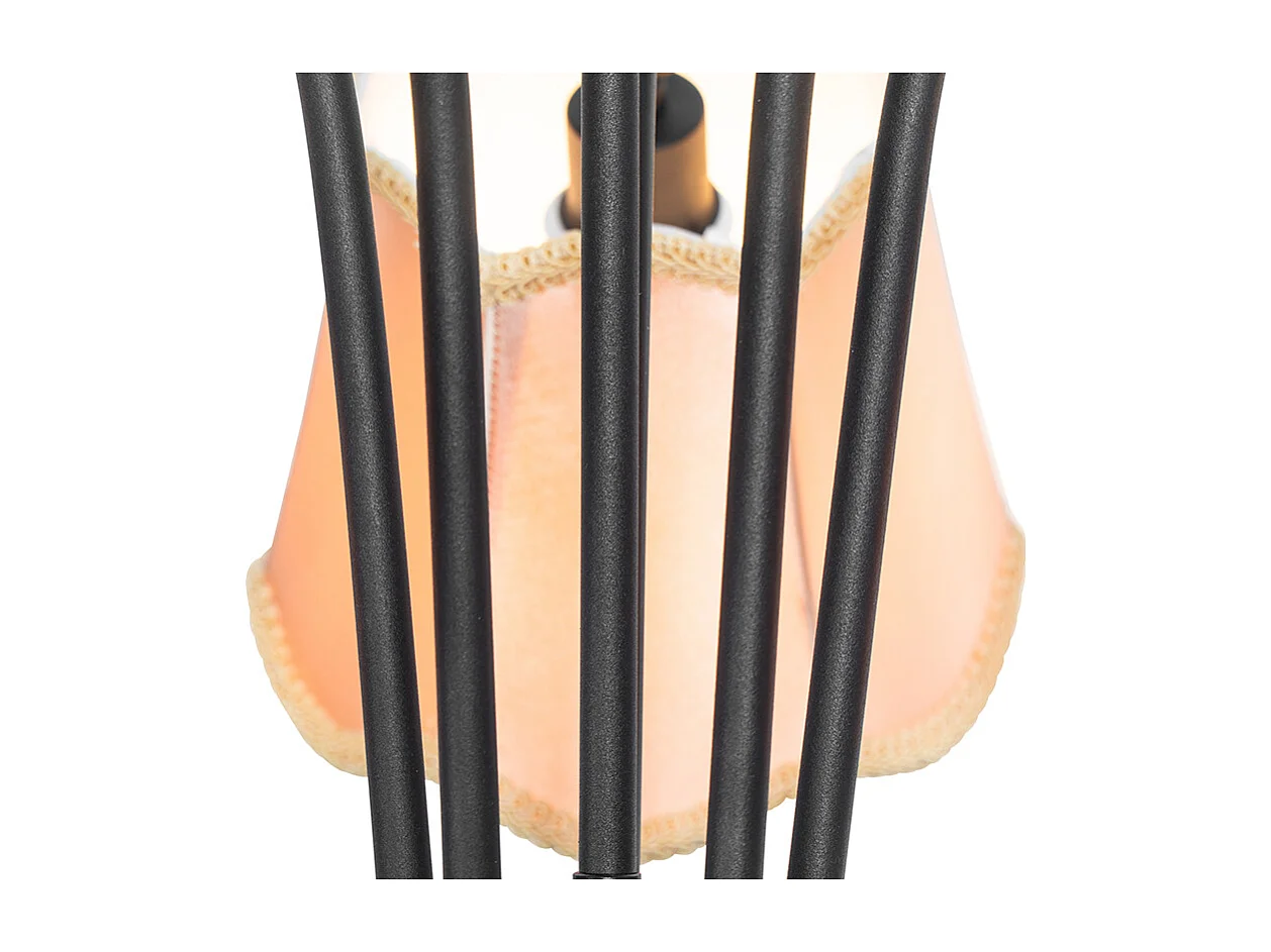 Suspension classique noire avec abat-jour doré 5 lumières - Nona