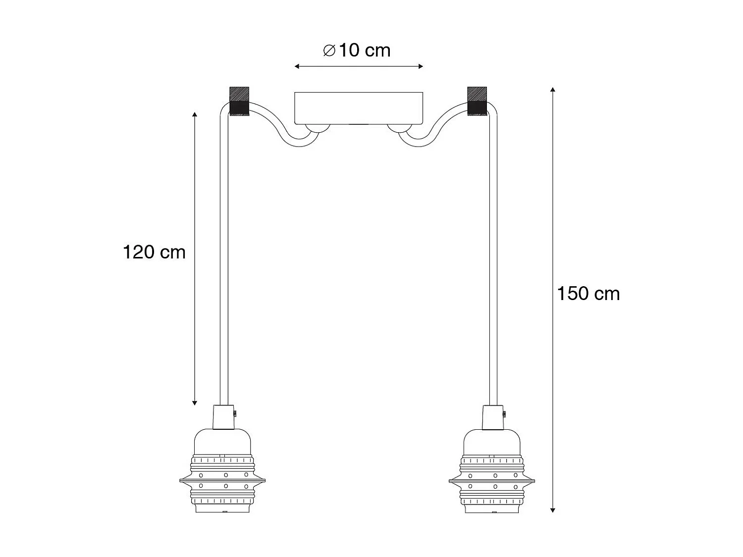 Suspension moderne noire à 2 lumières - Cava