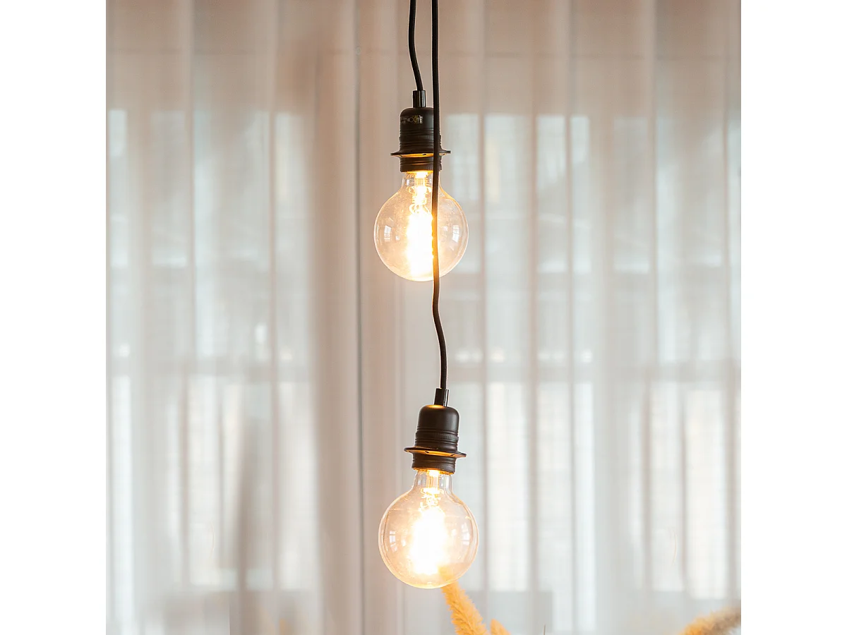 Suspension noire 2 lumières - Cava