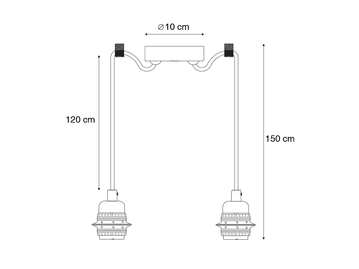 Suspension noire 2 lumières - Cava