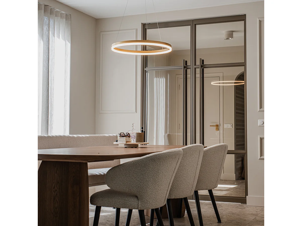 Lampe à suspension design or 60 cm avec LED 3 marches dimmable - ANELLO