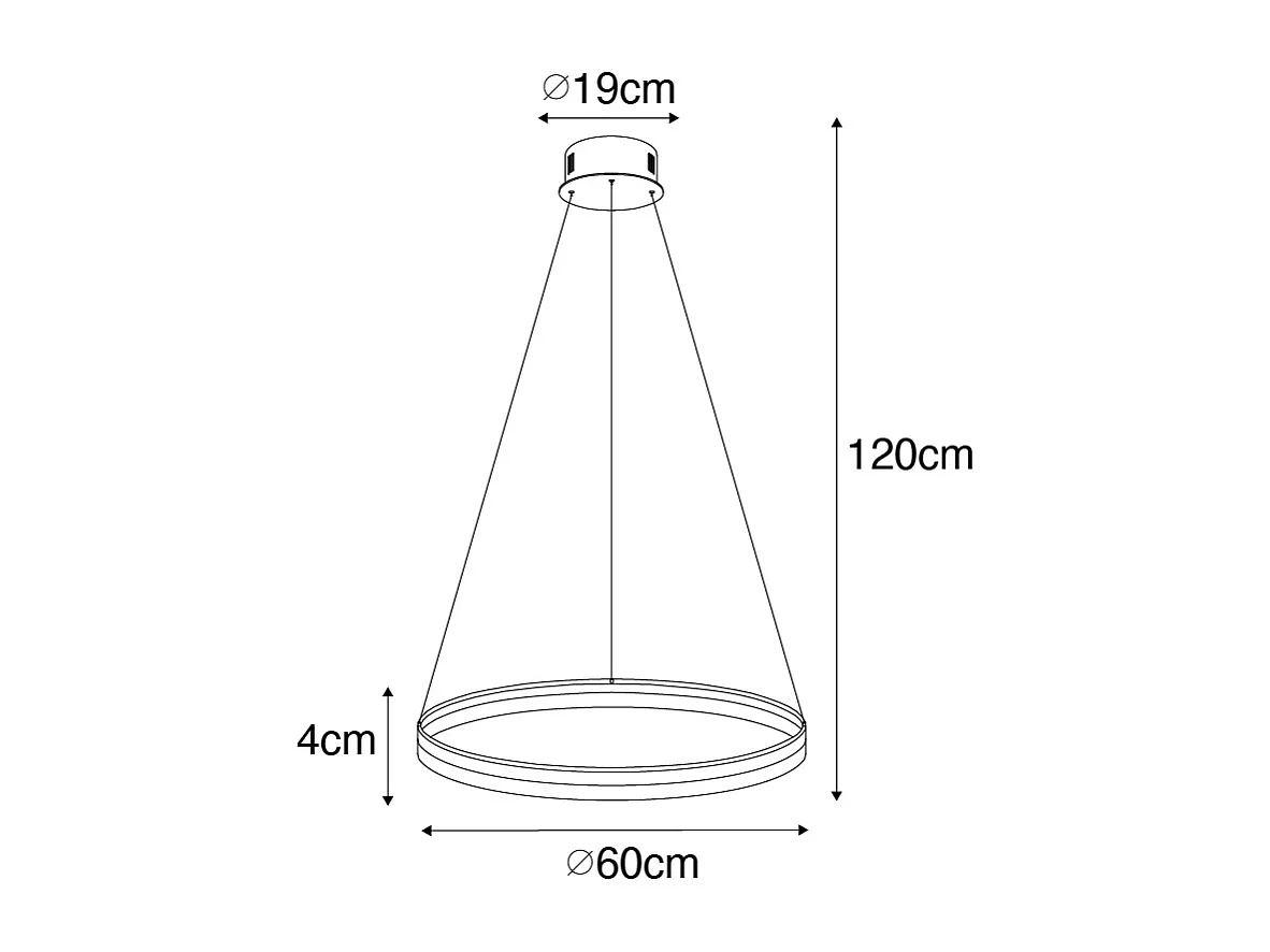 Lampe à suspension design or 60 cm avec LED 3 marches dimmable - ANELLO