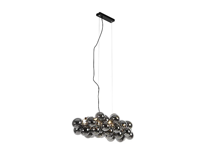 Suspension Art Déco Noire avec Verre Fumé 8 Lumières - Uvas