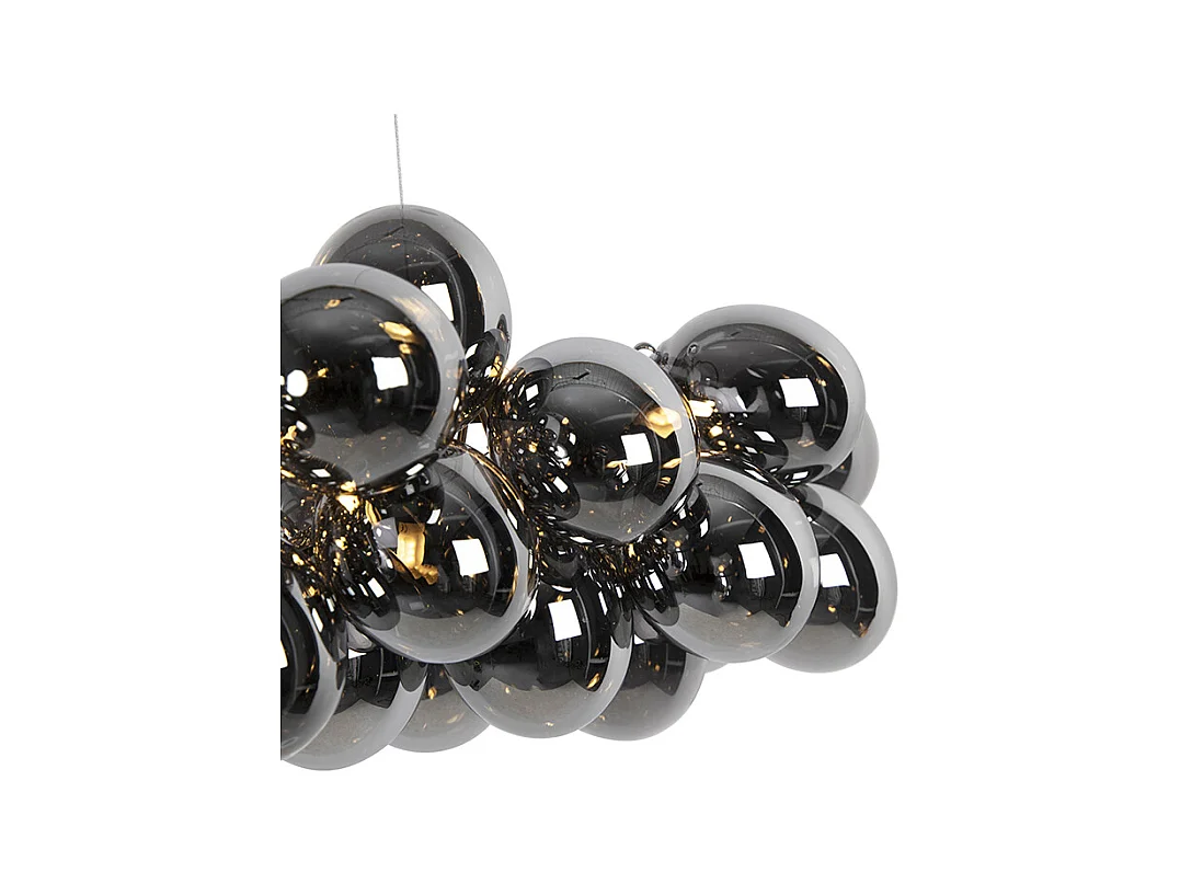 Lampe à suspension design noire avec verre fumé 8 lampes - Uvas