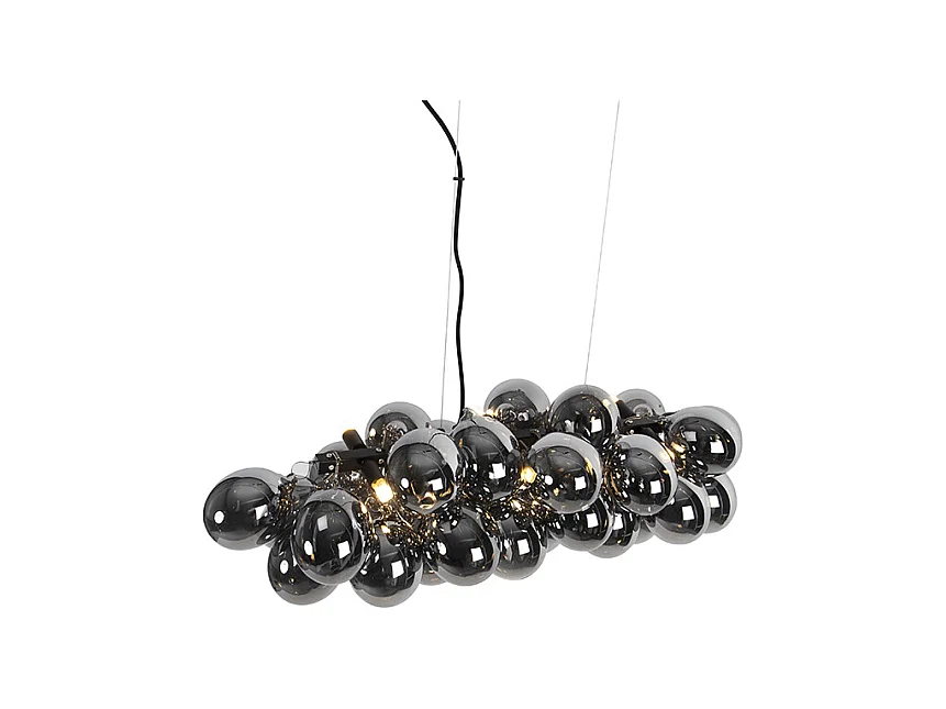 Lampe à suspension design noire avec verre fumé 8 lampes - Uvas