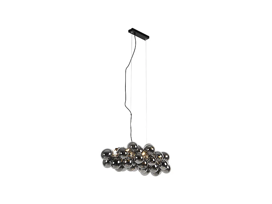 Lampe à suspension design noire avec verre fumé 8 lampes - Uvas